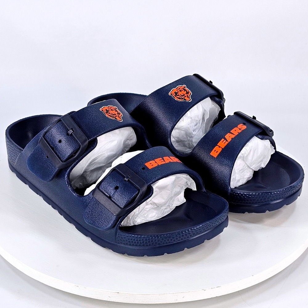 Chicago Bears Kids Navy Blue Adjustable Buckle Slide Sandals Size 5-6 NEW